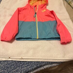 The North Face toddler girl spring jacket with hood size 3T coral blue full zip